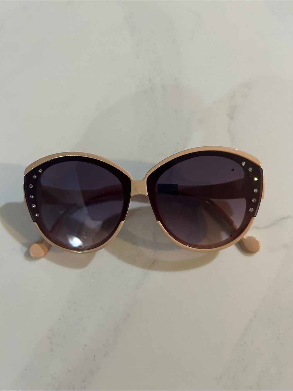 Blush Crystal-Trim Cat-Eye Sunglasses